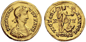 Honorius, 393-423. Solidus 402/406, Ravenna. ... 