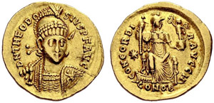 Theodosius II, 402-450. Solidus 408/420, ... 