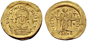 Justinianus I, 527-565. Solidus 542/565, ... 