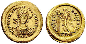 Theoderic, 491-526. Solidus n. d., Rome. In ... 