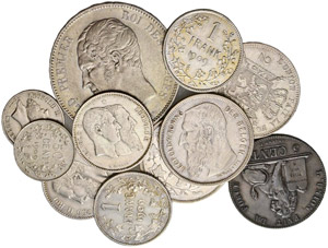 Lot - Diverse Münzen. 5 Francs 1849. 2 ... 
