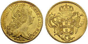 José I. 1750-1777. 6400 Reis 1776, Rio. ... 