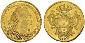 Maria I. und Pedro III. 1777-1786. 6400 Reis ... 