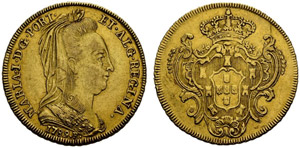 Maria I. 1786-1805. 6400 Reis 1789, Rio. ... 