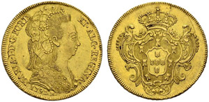 Maria I. 1786-1805. 6400 Reis 1791, Rio. ... 