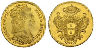 Maria I. 1786-1805. 6400 Reis 1799, Rio. ... 