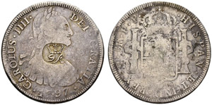 6 Shilling 1 Penny, o. J. Gegenstempel GR ... 