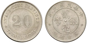 Republik - Kwang-Tung Provinz. 20 Cents ... 
