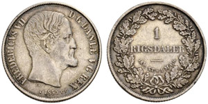 Friedrich VII. 1848-1863. Rigsdaler 1855, ... 