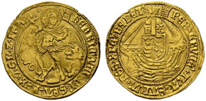 Henry VIII. 1509-1547. Angel o. J. 5.04 g. ... 