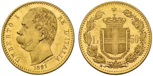 Königreich - Umberto I. 1878-1900. 50 Lire ... 