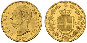 Königreich - Umberto I. 1878-1900. 20 Lire ... 
