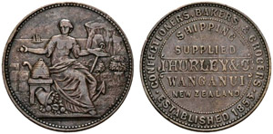 Tokens - Penny 1853. J. Hurley & Co. 10.77 ... 