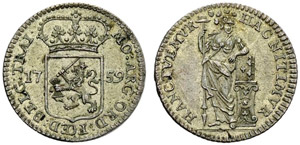 Utrecht, Provinz - ¼ Gulden 1759. 3.00 g. ... 