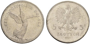 Republik. 5 Zlotych 1931. 18.12 g. Gumowski ... 