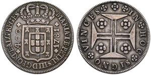 Maria I. und Pedro III. 1777-1786. 400 Reis ... 