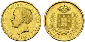 Luis I. 1861-1889. 5000 Reis 1862, Lissabon. ... 