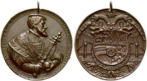 Karl V. 1519-1556. Bronzemedaille 1537. ... 