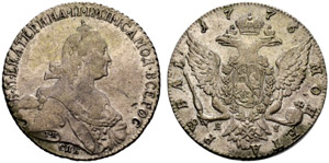 Katharina II. 1762-1796. Rubel 1776, St. ... 