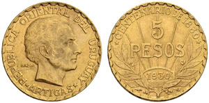 Republik - 5 Pesos 1930. 8.49 g. Fr. 6. Kl. ... 
