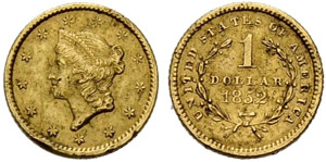 1 Dollar 1852, Philadelphia. 1.67 g. Fr. 84. ... 