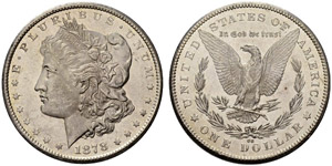1 Dollar 1878, Carson City. 26.75 g. Kl. Kr. ... 