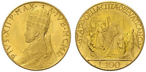 Pio XII. 1939-1958. 100 Lire 1950, Rom. Auf ... 