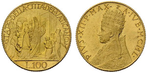 Pio XII. 1939-1958. 100 Lire 1950, Rom. Auf ... 