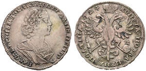 1724. Poltina 1724, Red Mint. 14.36 g. ... 
