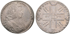 1727. Rouble 1727, St. Petersburg Mint, ... 