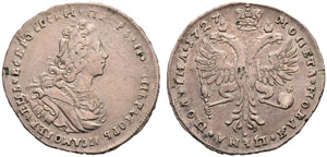 1727. Poltina 1727, Red Mint. 13.77 g. ... 