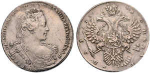 1730. Rouble 1730, Kadashevsky Mint. 28.42 ... 
