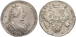 1734. Rouble 1734, Kadashevsky Mint. 25.05 ... 