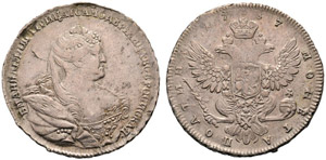 1737. Poltina 1737, Red Mint. 12.58 g. ... 