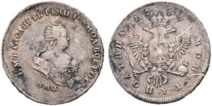 1744. Poltina 1744, Red Mint. 12.65 g. ... 