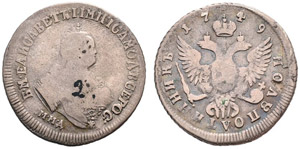 1749. Polupoltinnik 1749, Red Mint. 5.75 g. ... 