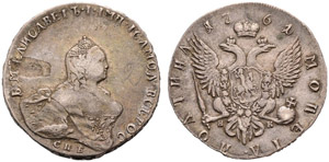 1761. Poltina 1761, St. Petersburg Mint, HK. ... 
