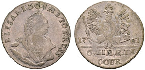 1761. 1/6 Taler 1761, Königsberg Mint. 4.21 ... 