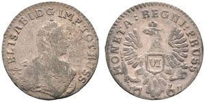 1761. 6 Groschen 1761, Königsberg Mint. ... 