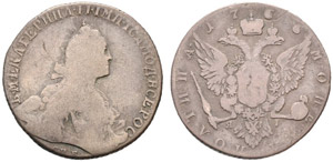 1766. Poltina 1766, St. Petersburg Mint, ... 