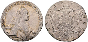 1768. Rouble 1768, St. Petersburg Mint, CA. ... 