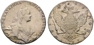 1769. Rouble 1769, St. Petersburg Mint, CA. ... 