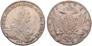 1773. Rouble 1773, St. Petersburg Mint, UW. ... 
