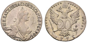 1773. 20 Kopecks 1773, St. Petersburg Mint. ... 