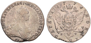 1776. Poltina 1776, St. Petersburg Mint, ... 