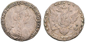 1778. 15 Kopecks 1778, St. Petersburg Mint. ... 