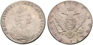 1779. Rouble 1779, St. Petersburg Mint, UW. ... 