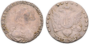 1781. 15 Kopecks 1781, St. Petersburg Mint. ... 