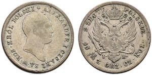 1822. 2 Zlote Polskie 1822, Warsaw Mint, IB. ... 
