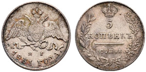 1831. 5 Kopecks 1831, St. Petersburg Mint, ... 